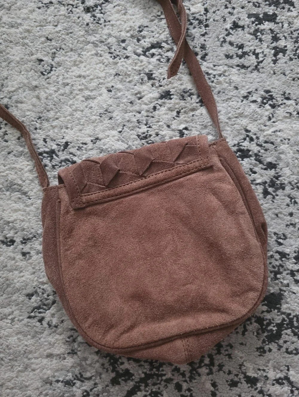 Genuine Suede Braided Flap Crossbody Bag Brown Western Rodeo Boho Minimalist
